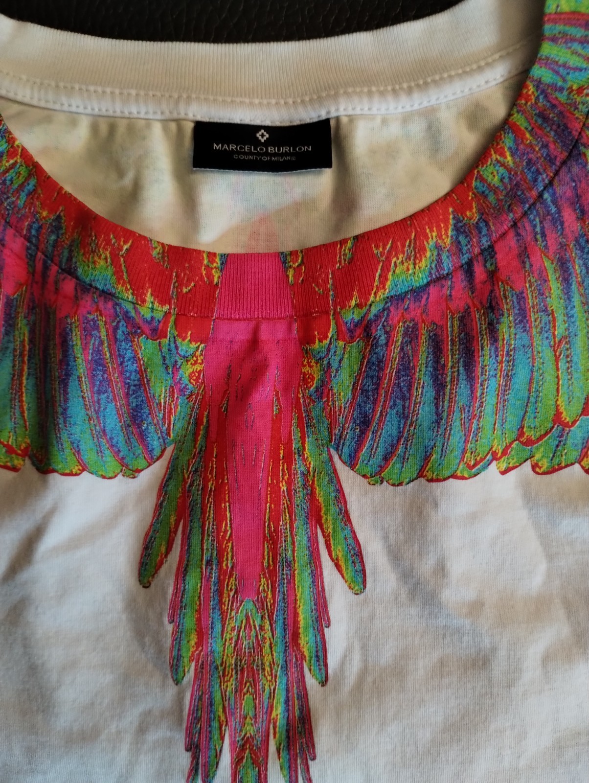Marcelo Burlon County of Milan Men's XL T-Shirt White Multi-Color Wings NWOT gallery