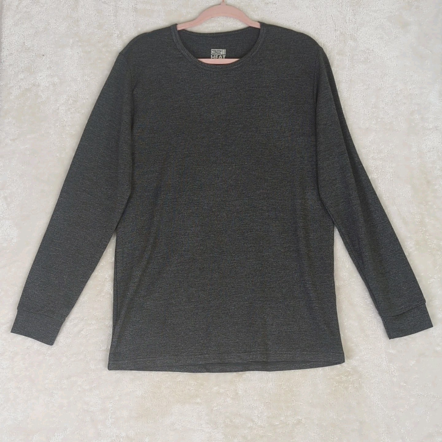 32 Degrees Heat Men’s L Long Sleeve Gray Knit Base Layer Shirt