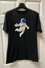 Eighty Eight Men’s Size Medium Astronaut Appliqué Black T-Shirt Textured 3D