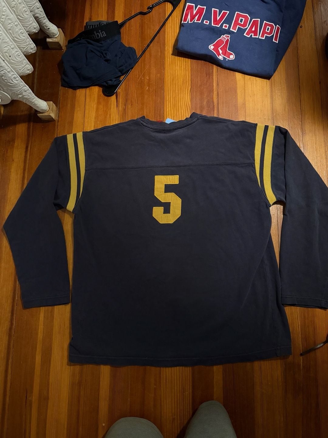 Vintage Mossimo Blue Long Sleeve Football Style Shirt with Number 5 gallery