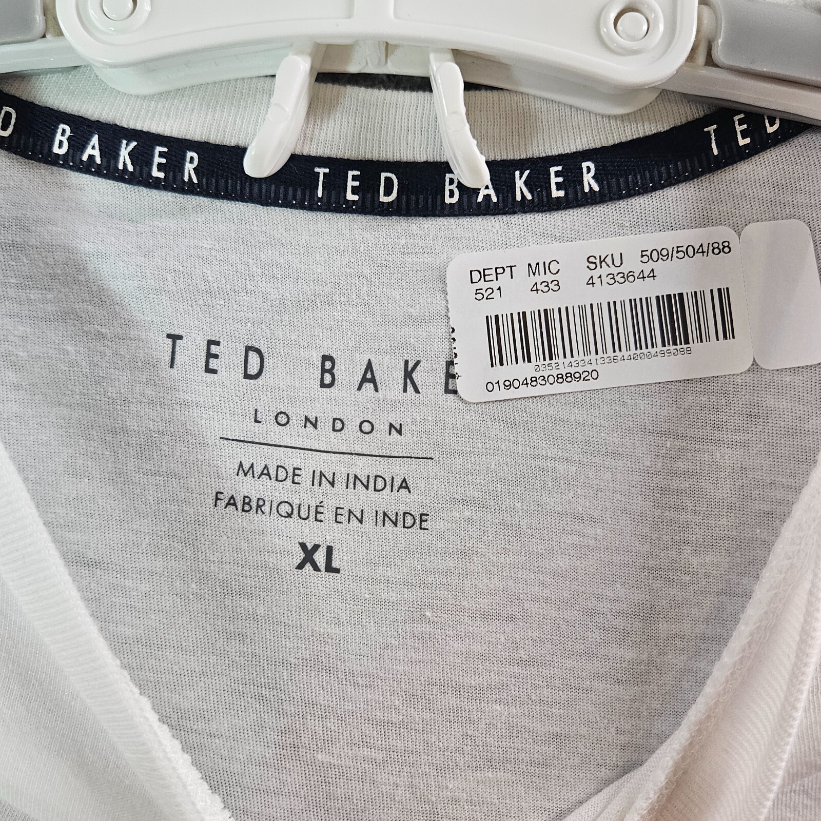 NWT Ted Baker London Tee T-Shirt Men XL Short Sleeve Logo White Soft Comfy gallery