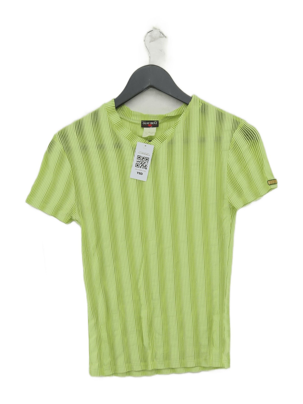 Olaf Benz Men’s T-Shirt S Green Striped Polyamide with Elastane Basic