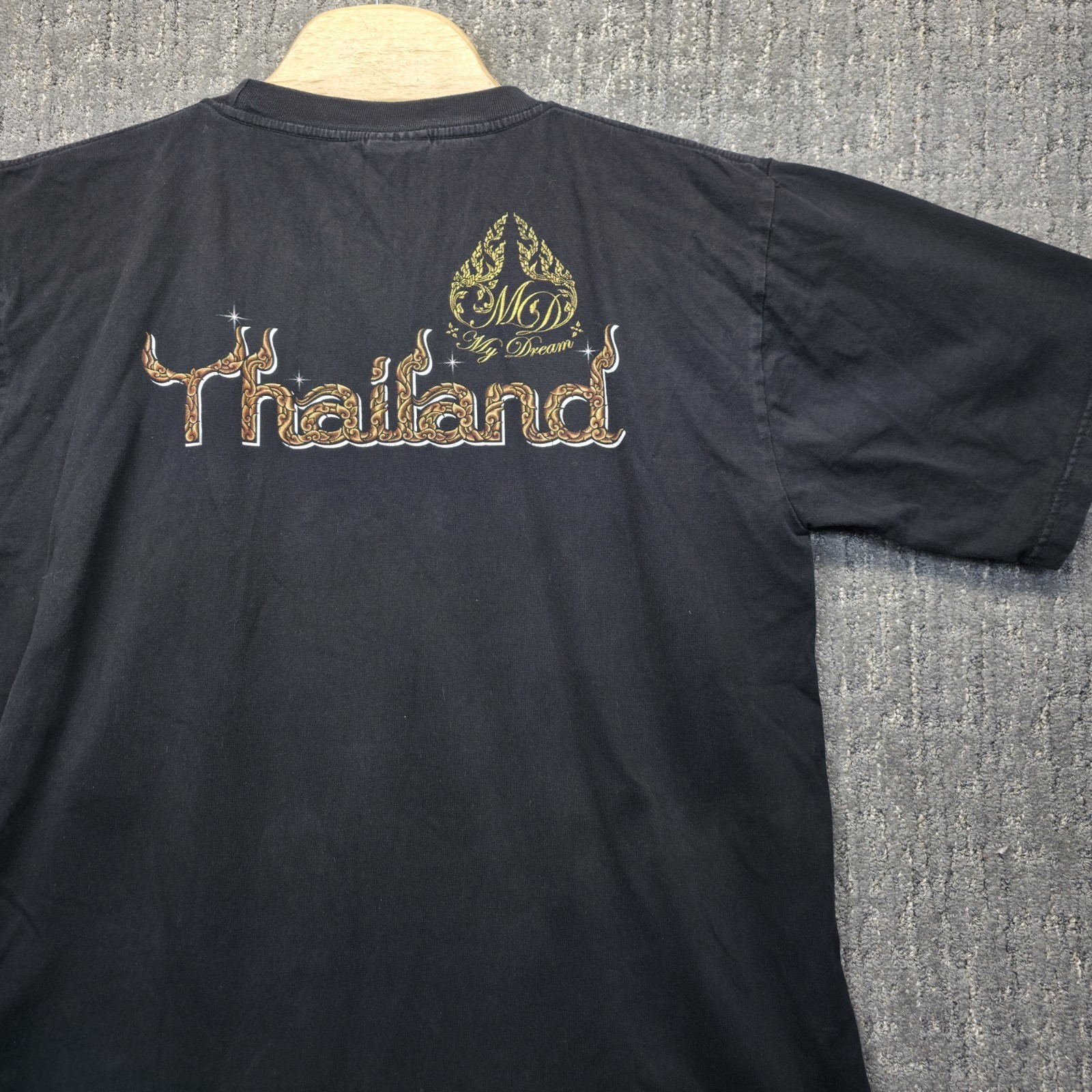 Thailand Elephant T-Shirt Men's XL Black Chang Thai Gold Bodhi Tree Souvenir Tee gallery
