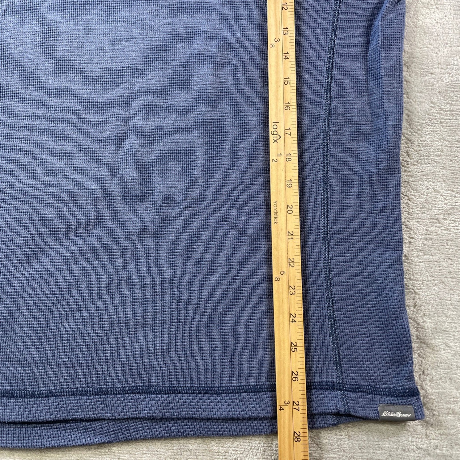Eddie Bauer Thermal Shirt Mens Large Blue Waffle Knit Crewneck Outdoor Casual gallery