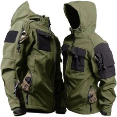 Men’s Tactical Softshell Hooded Jacket Windproof Water-Resistant Outdoor Hiking