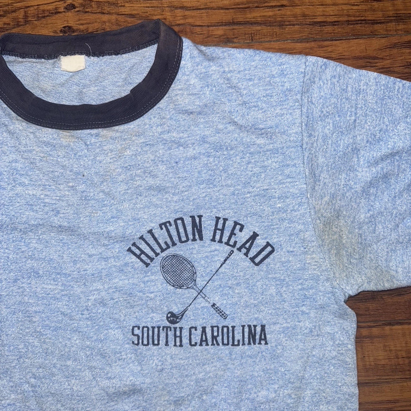 80s Vintage Hilton Heads South Carolina Tennis Golf Ringer T Shirt Size M gallery