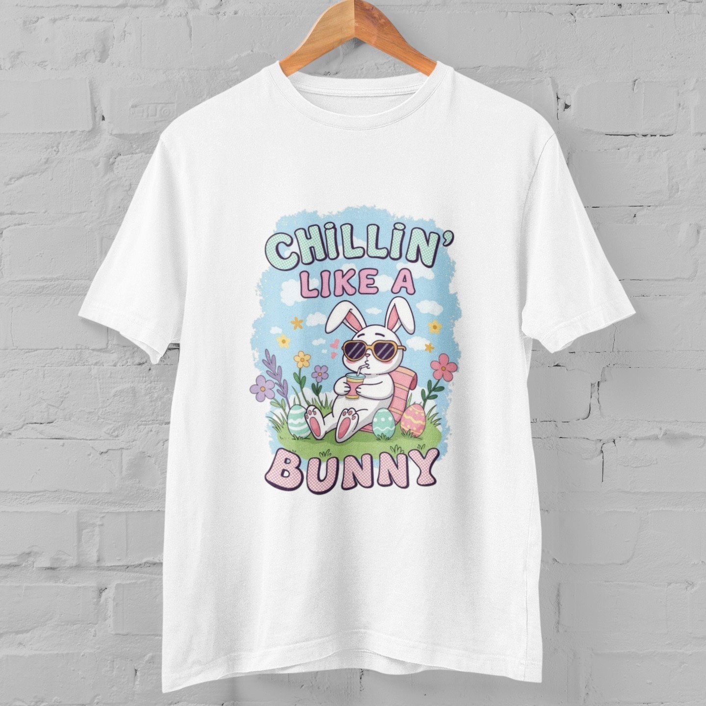 Chillin Like A Bunny Easter Shirt Cute Rabbit Spring Tee Gift S-5XL Cotton gallery
