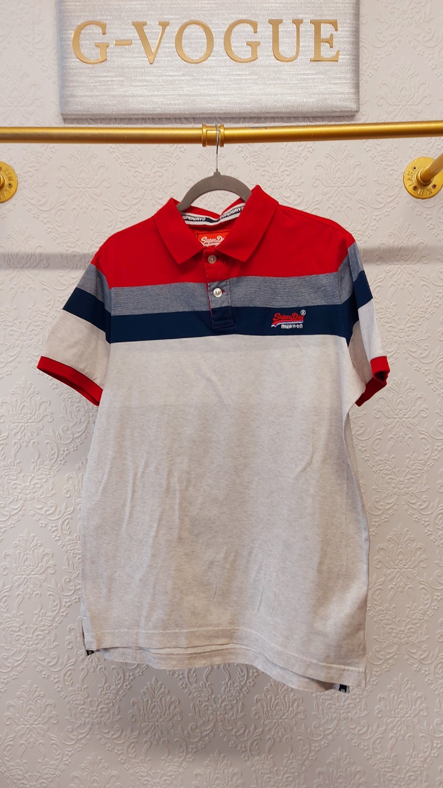 Superdry Mens TShirt Top Size L Multicoloured Short Sleeve Collared Polo gallery