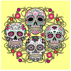 T-SHIRT–SUGAR SKULLS COLLAGE