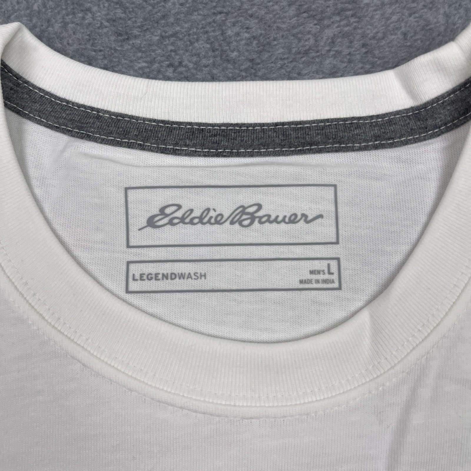 NWT Eddie Bauer Men's Large T-Shirt Pocket White Crewneck Short Sleeve gallery
