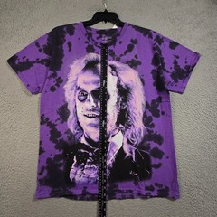 Beetlejuice Tie Dye Shirt Mens Large L Purple Distressed Classic Movie Retro NWD