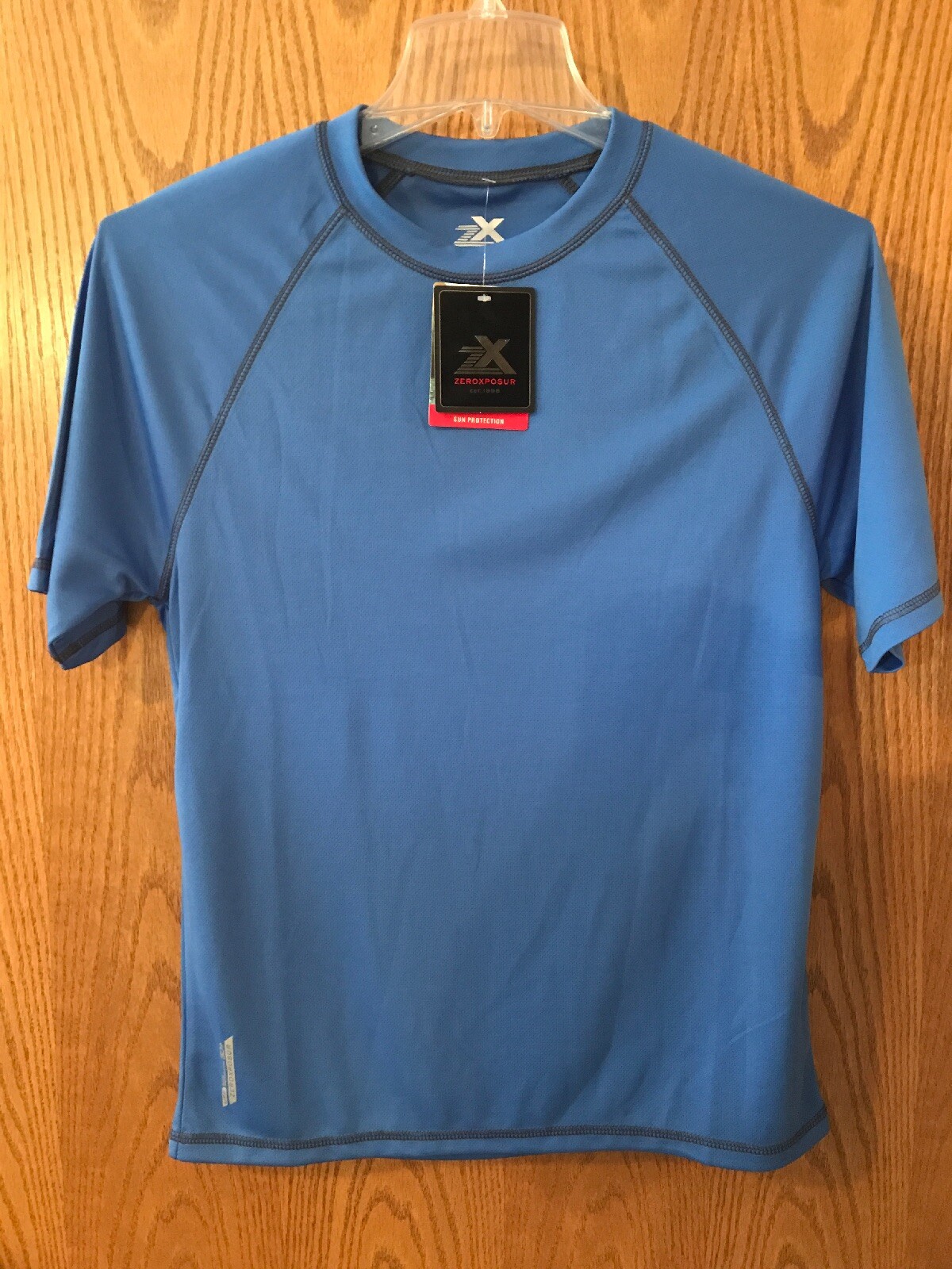 Men's ZEROXPOSUR Blue Crew Neck Active Short Sleeve T-Shirt Size Small gallery