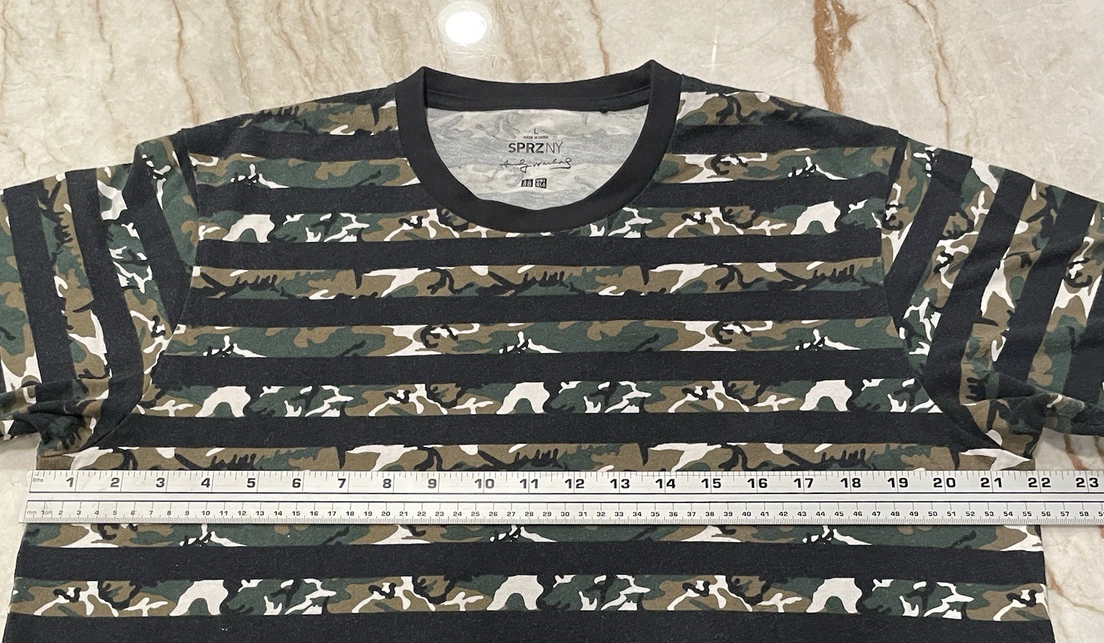 SPRZ NY - Uniqlo - Andy Warhol - Stripe Camouflage Graphic T-shirt - Men's Sz LG gallery