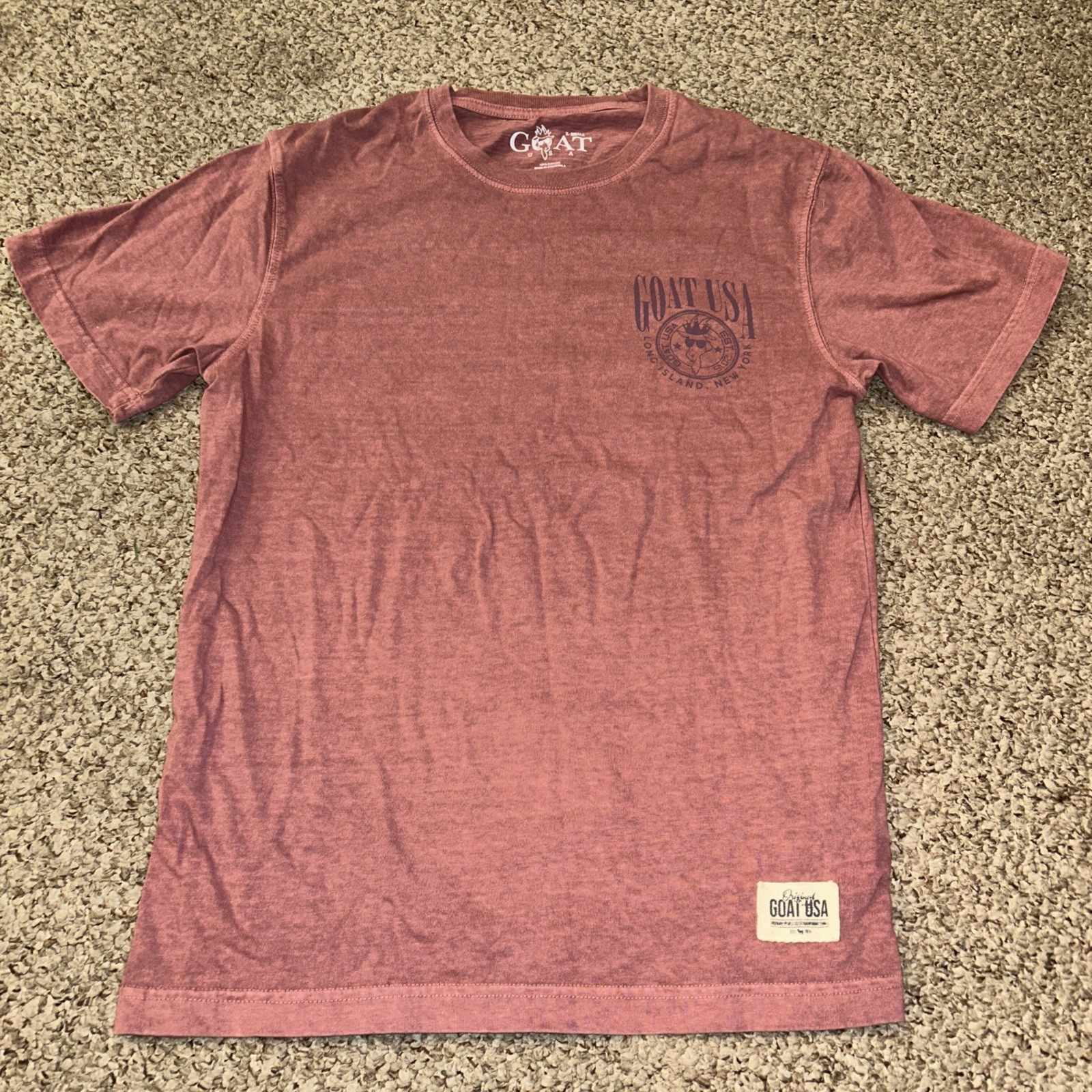 Goat USA Mens X-Small T-Shirt reddish brown.