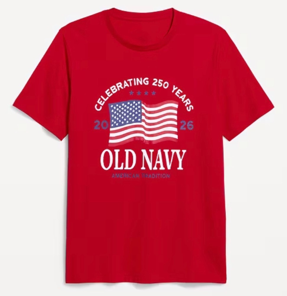 OLD NAVY US Flag 2026 NAVY, RED, BLACK, GRAY 250th Anniversary T-SHIRT Men/Women