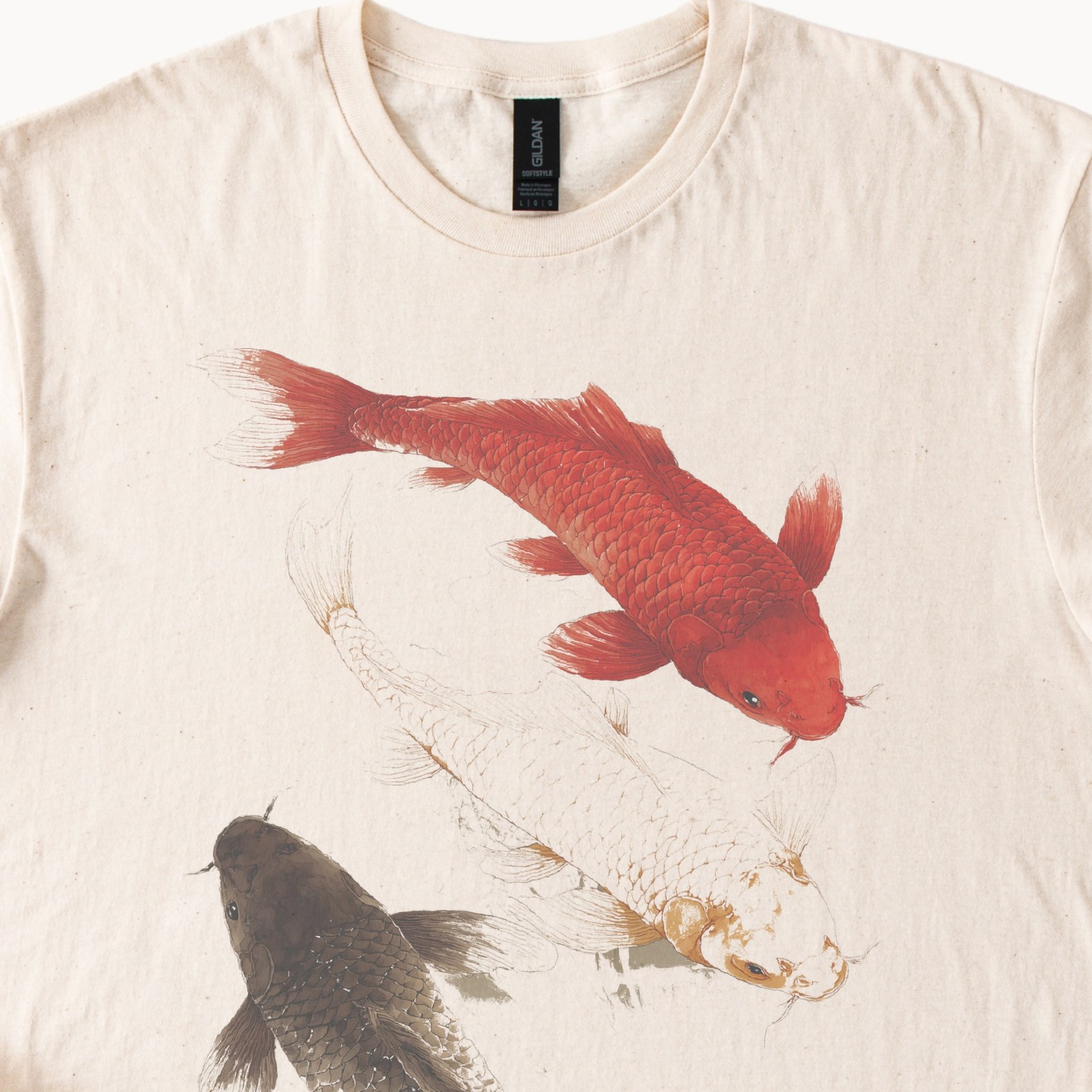 Koi Fish Graphic Tee Natural Shirt Aquatic Art Design gallery