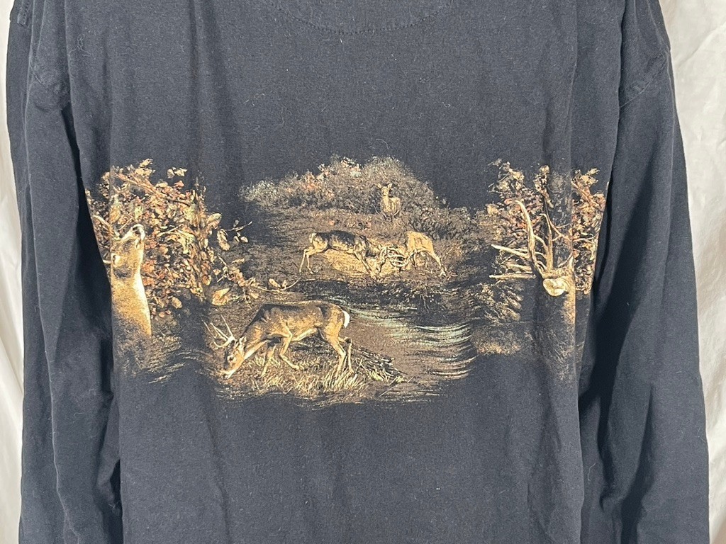 North River Mens Shirt Large Deer Rut Black Graphic Cotton Easy Care gallery