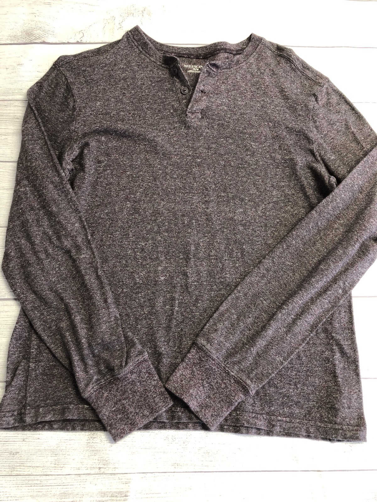Merona Henley Shirt Mens Medium Gray Long Sleeve Tagless Jersey Tee Casual gallery