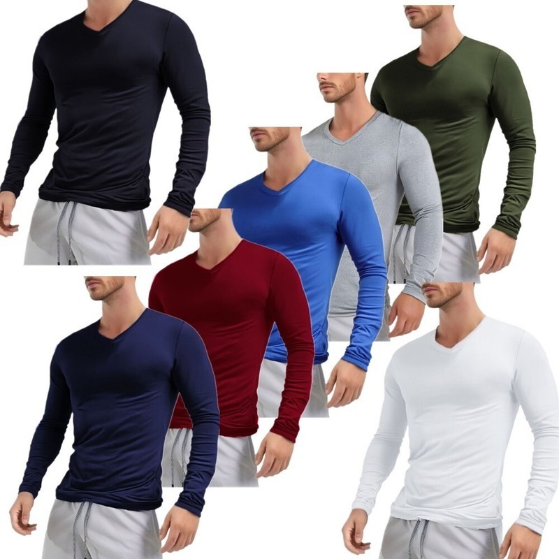 Men Long Sleeves Crew Neck Thermal Slim Fit Undershirt Base Layer Pullover Shirt gallery