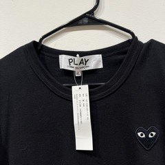 COMME des GARCONS Play CDG Black Heart Cotton T Shirt Embroidered Logo Eyes XL