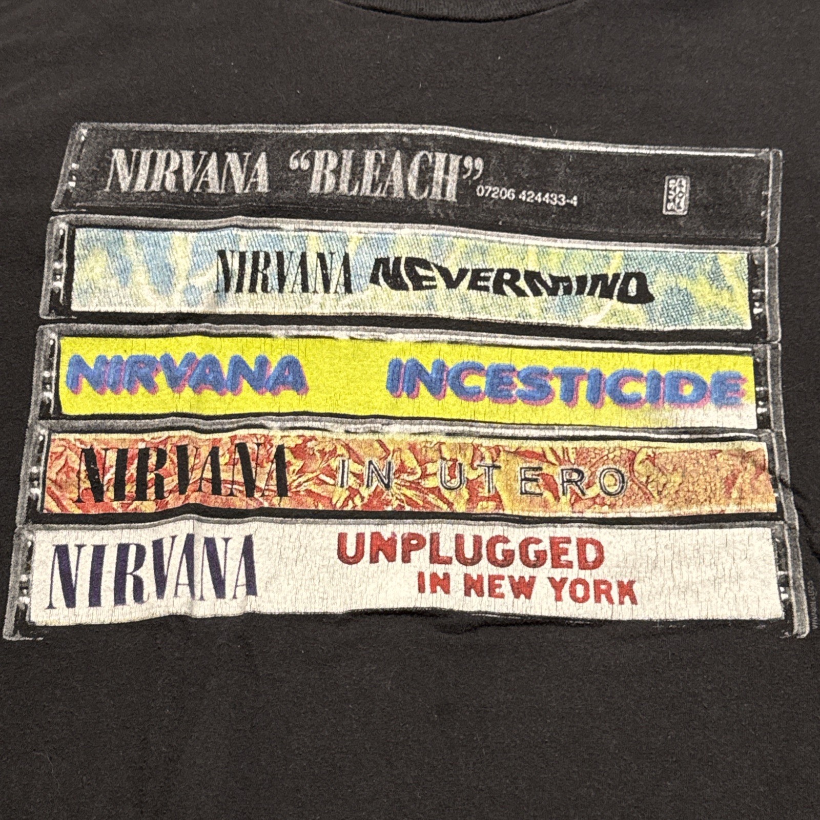 Nirvana Cassette Tapes In Utero Incesticide Bleach Nevermind T Shirt Size 2XL gallery
