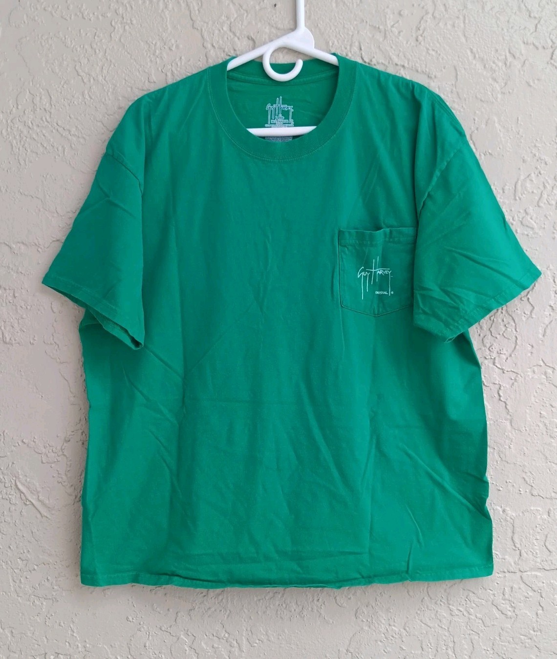 Guy Harvey By AFTCO Bluewater T Shirt Mens Sz: XL Graphic Logo Pocket Green Flaw gallery