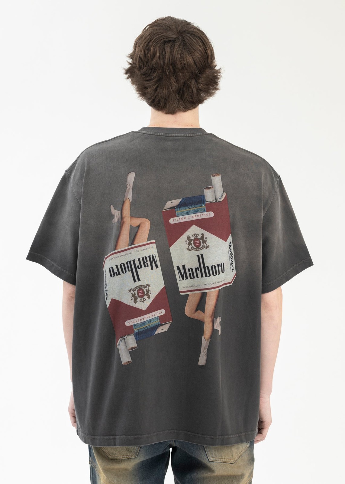 Rare Marlboro Design Back Charcoal Unisex Short Sleeve T shirt NH24458 gallery