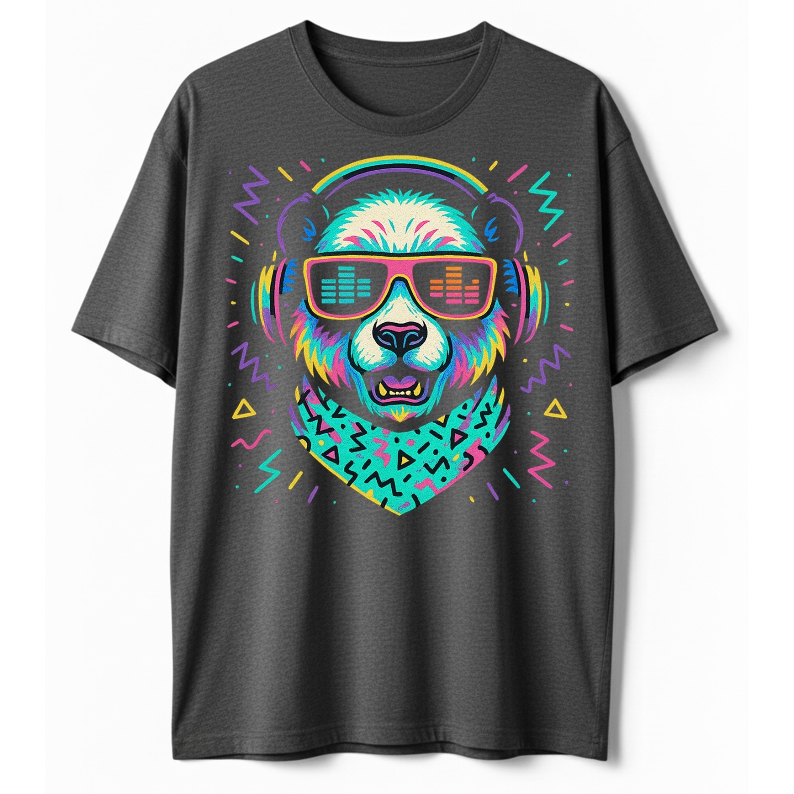 Retro DJ Panda T-Shirt, Headphones Rave EDM Festival Tee Vaporwave Music Gift gallery