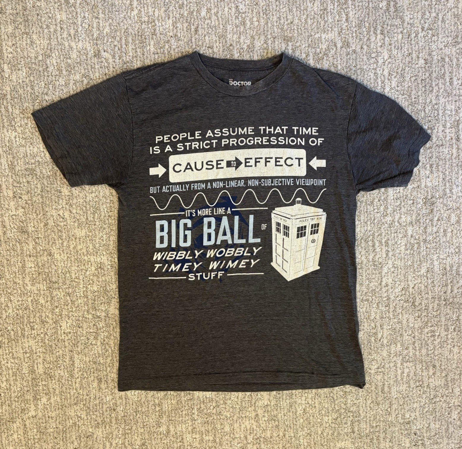 Ripple Junction Doctor Who TARDIS Logo Gray Graphic Crew Neck Short Sleeve Tee M gallery