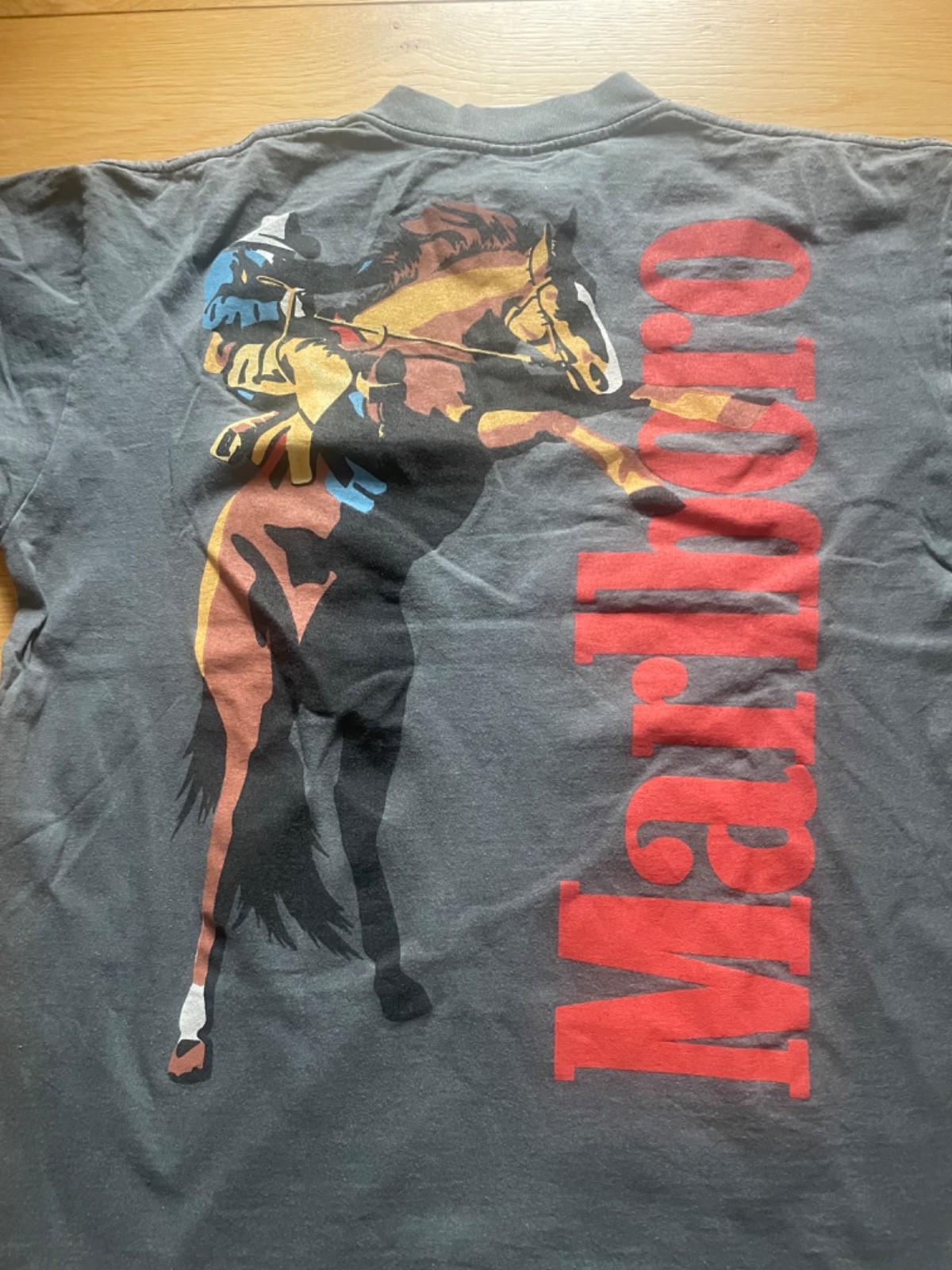 Vintage Tultex Marlboro Graphic T-Shirt Gray Cowboy Western Single Stitch Size L gallery