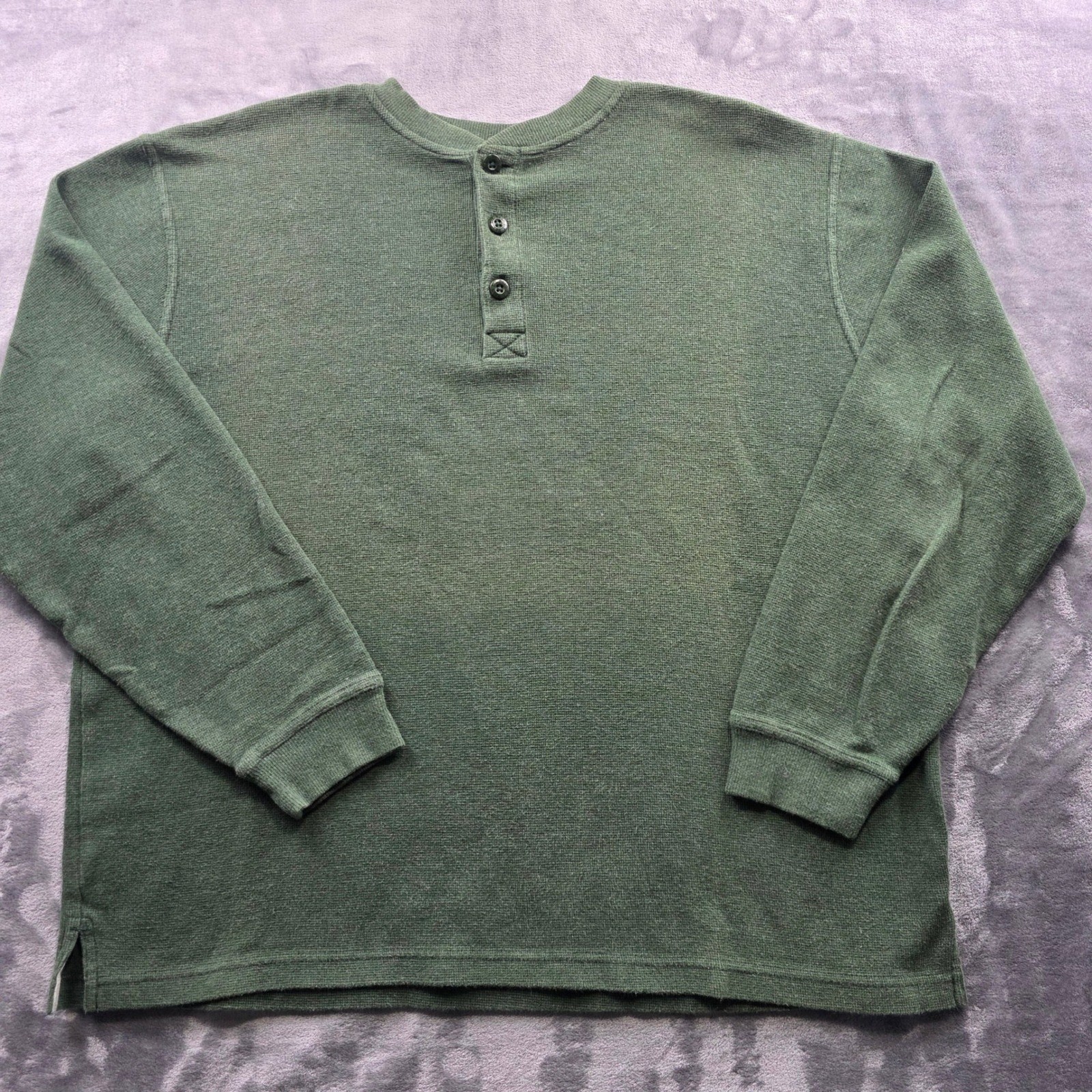 L.L. Bean Henley Shirt XL Green Mens Regular Fit Cotton Waffle Thermal Outdoor gallery