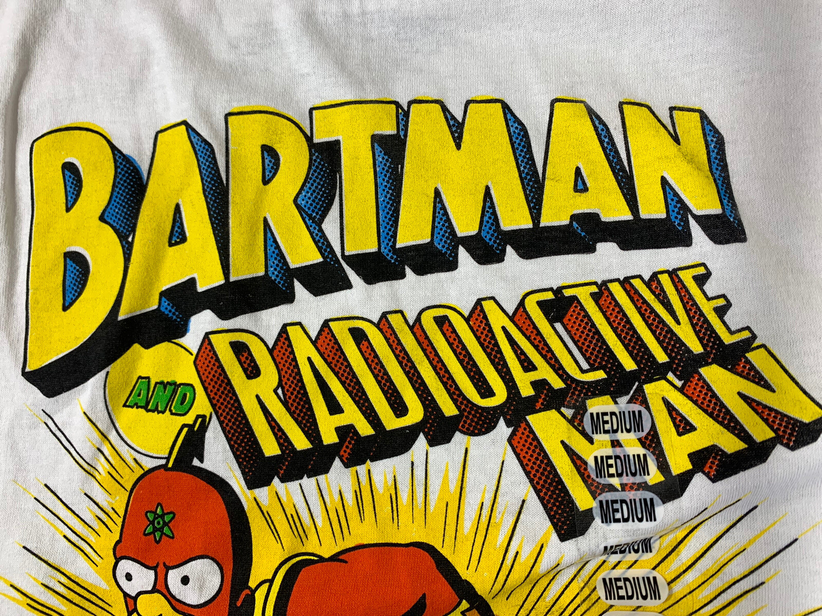Simpson’s- Bartman And Radioactive Man• WhIte T-Shirt/ Bart & Homer• Medium• NWT gallery