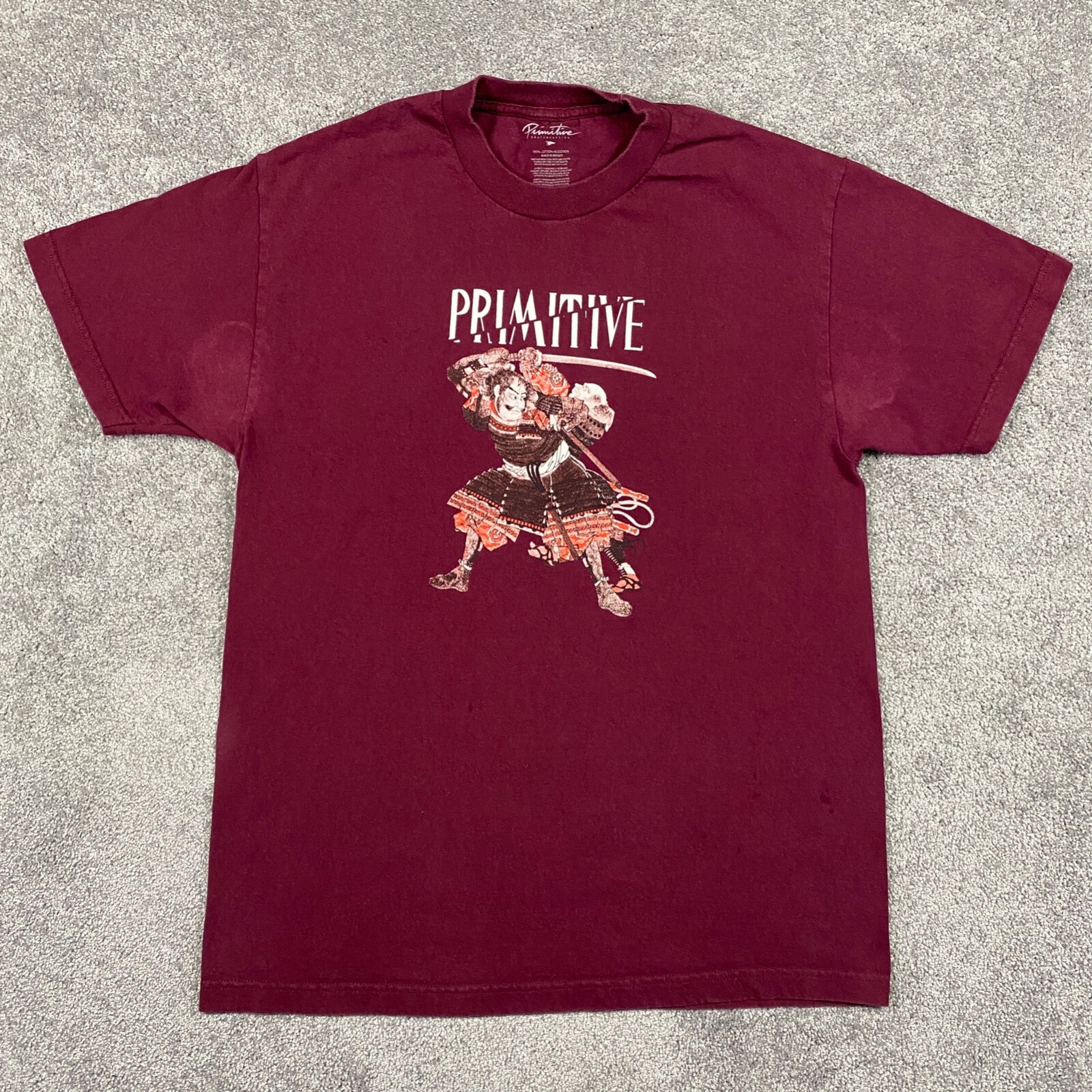 Primitive Skateboarding Shirt Mens Large Red (Plum) Short Sleeve Streetwear Tee