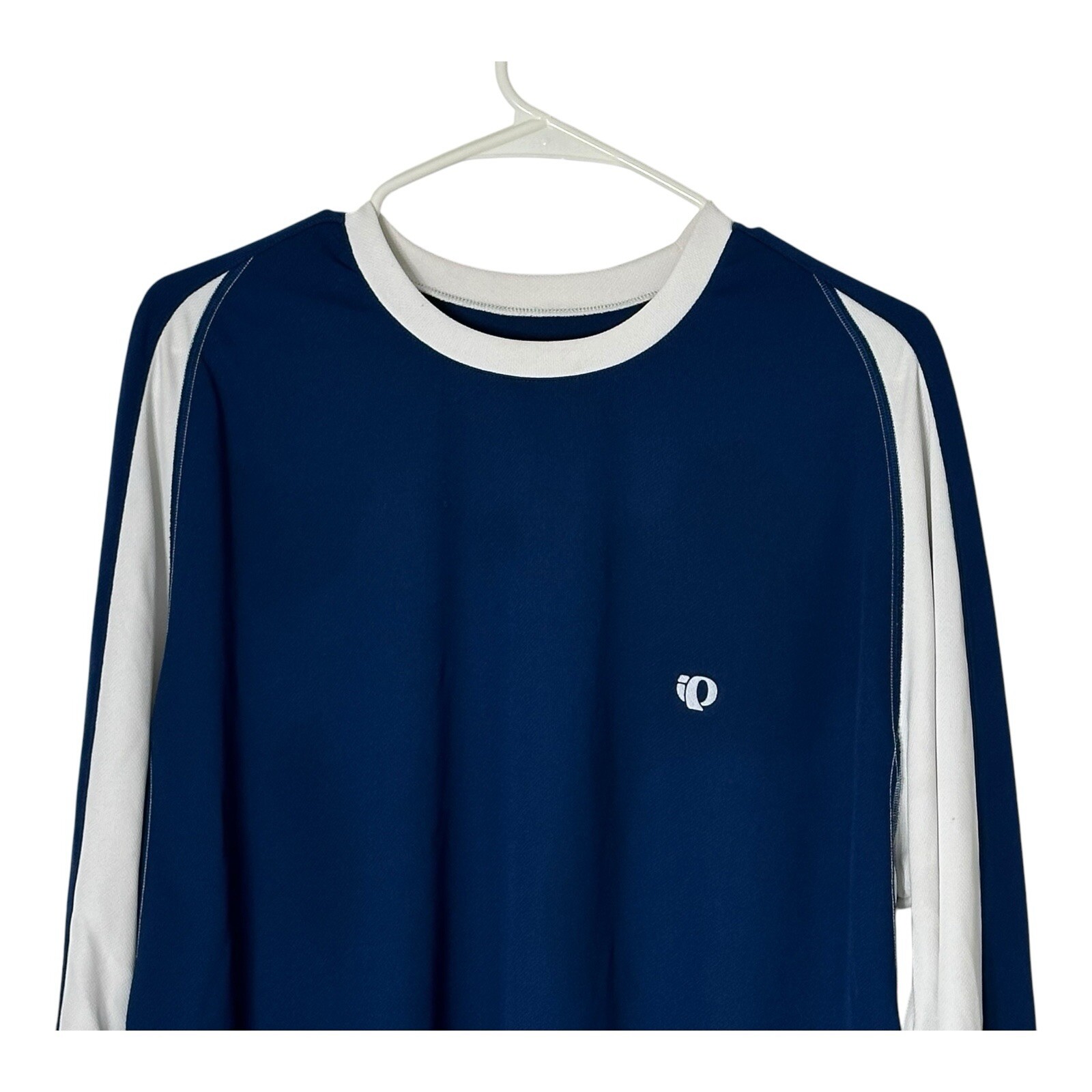 Pearl Izumi Shirt Mens XL Blue White Long Sleeve Crew Polyester Cycling Fitness gallery