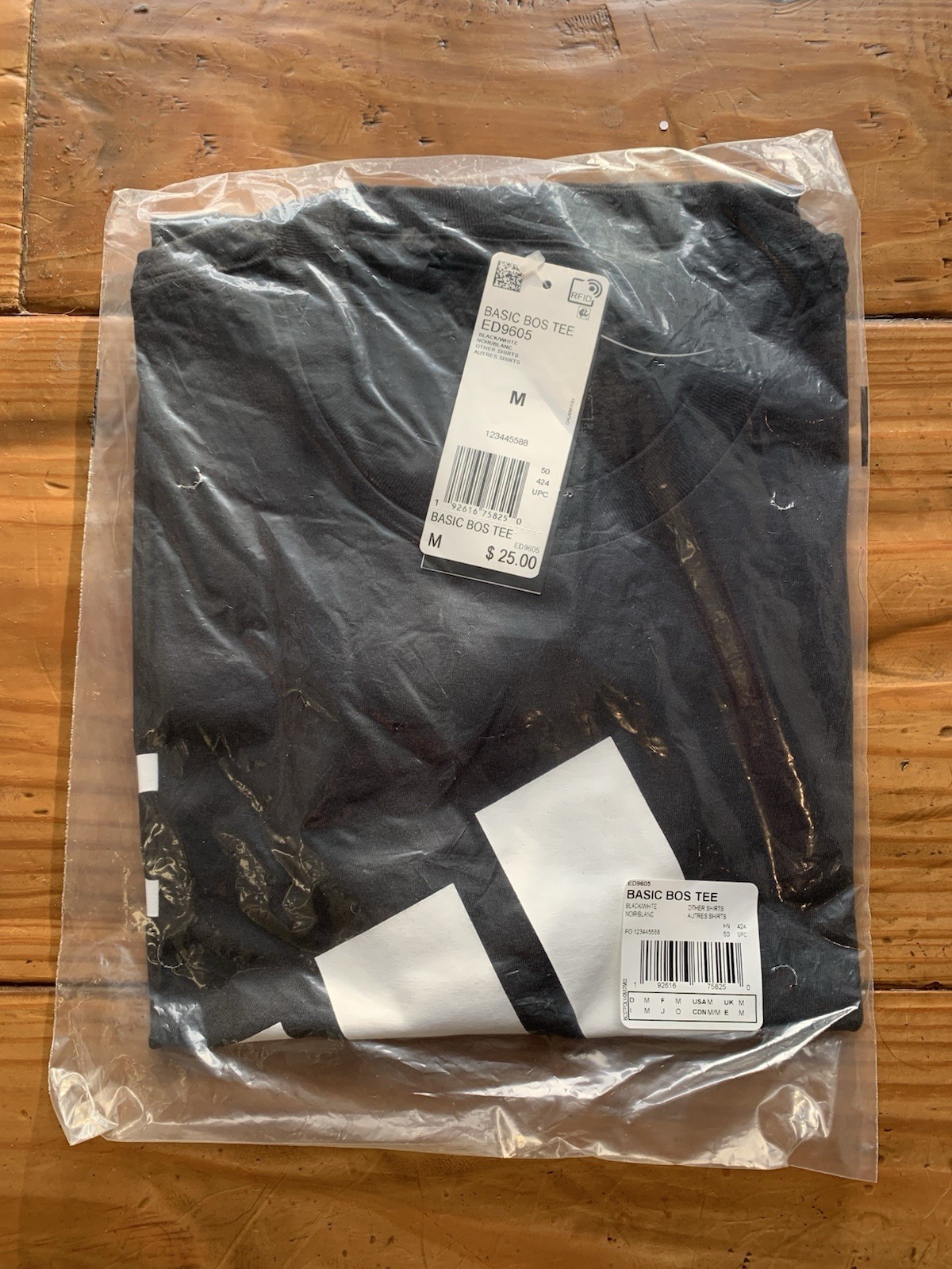 BRAND NEW Adidas Men's Basic BOS Tee 3 Stripes - BLACK in a SIZE MEDIUM gallery