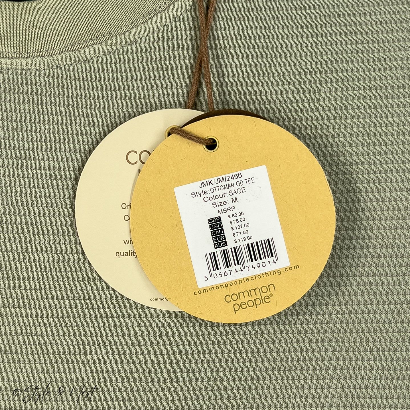 Common People Waffle Knit Tee Medium Sage Light Green Cozy Ribbed Coastal gallery