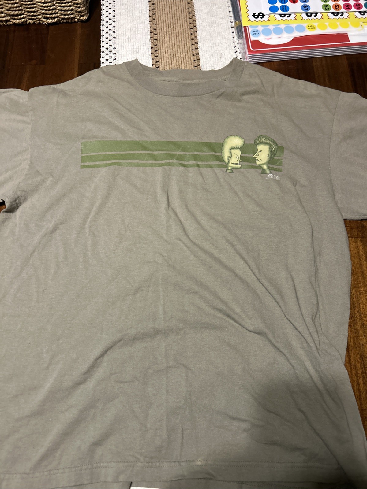 Vintage 90s MTV Beavis & Butthead T-Shirt XL 1993 Stanley DeSantis Olive Green