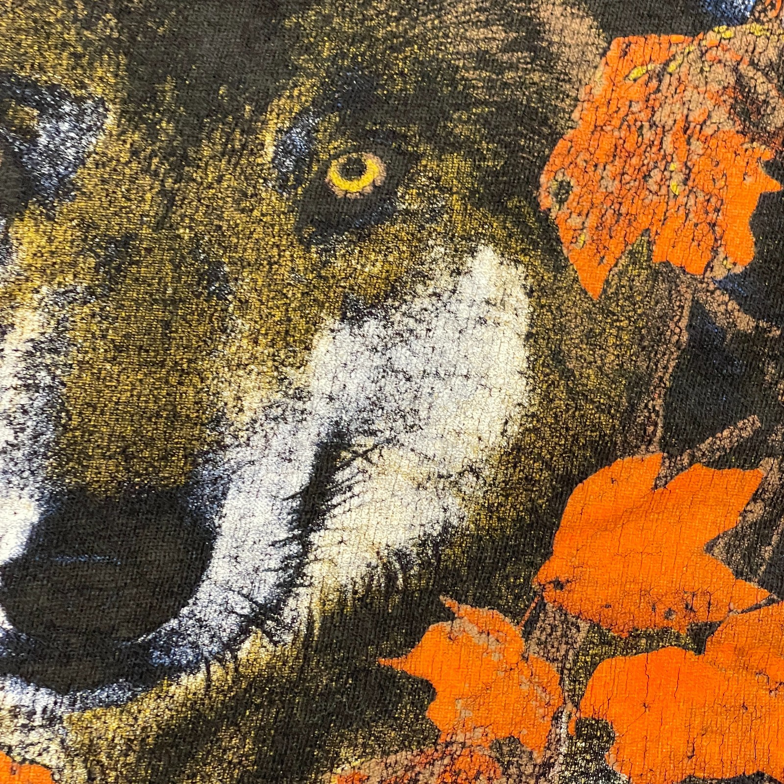 Vintage 90s Springhill Wild Wolf Autumn Art Shirt Large 22x22 Boxy Black gallery