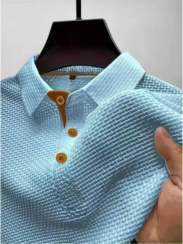 Summer ice silk lapel men's short-sleeved T-shirt men's clothing top gallery