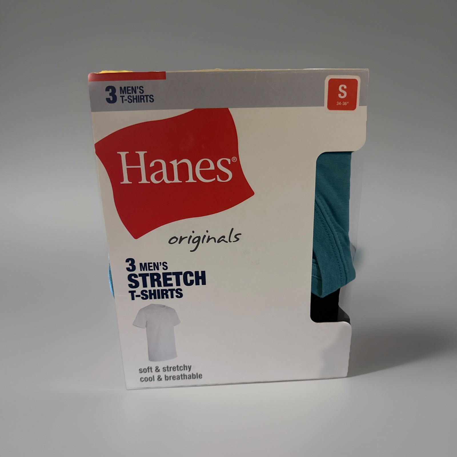 Hanes Originals 3 Pack Stretch T-Shirts Mens Size Small Soft Breathable Cool NEW
