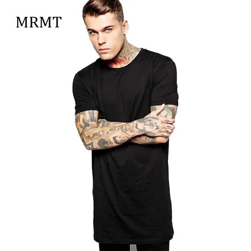 Mens Longline T-Shirt Cotton Hip Hop Extra Long Length White Tall Tee Top gallery