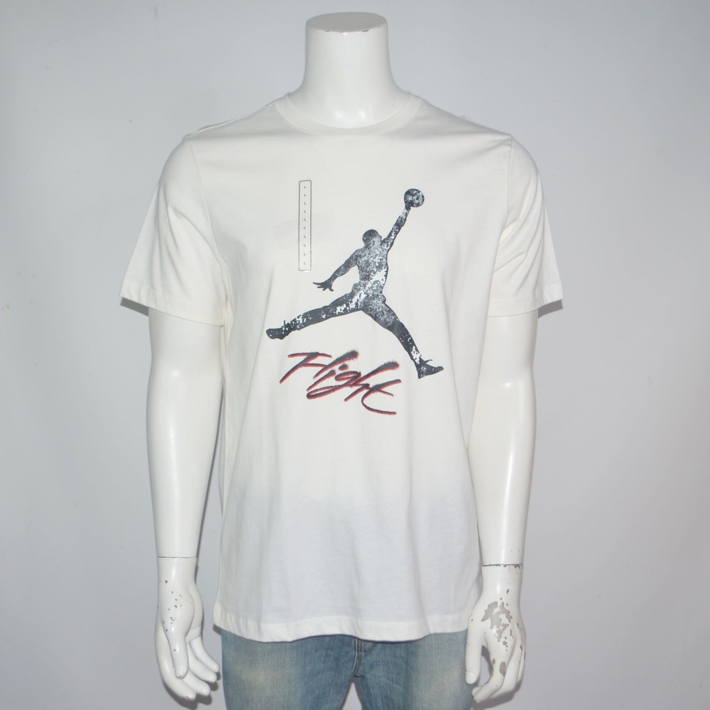 NWT NIKE AIR JORDAN Jumpman Flight Graphic 100% Cotton White Tee T-Shirt Sz L