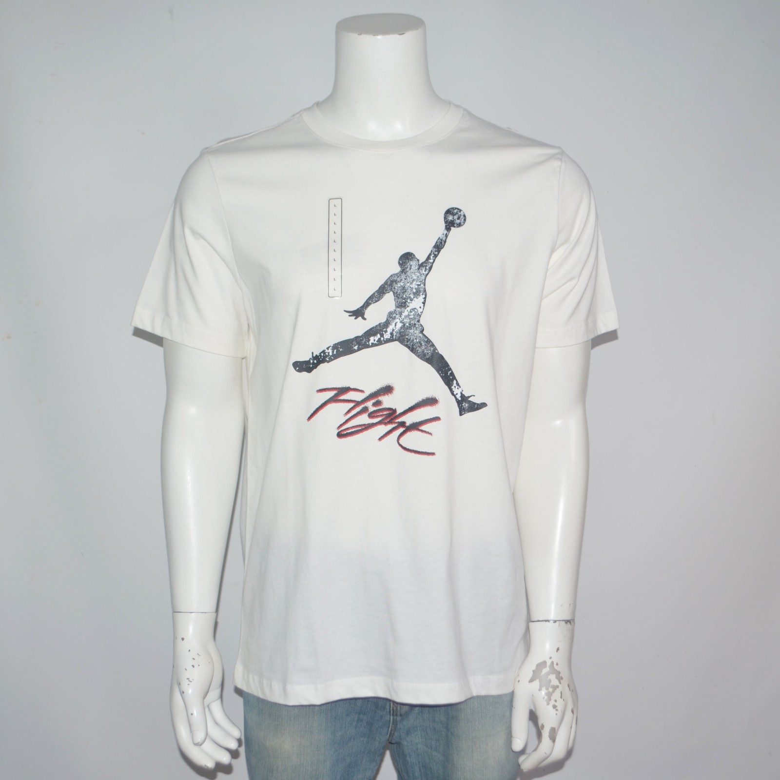 NWT NIKE AIR JORDAN Jumpman Flight Graphic 100% Cotton White Tee T-Shirt Sz L