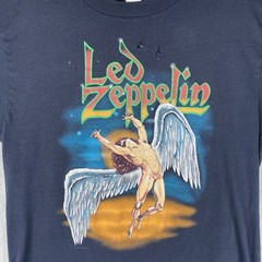 Vtg Led Zeppelin Shirt Sz L Black Swan Song Single Stitch 80s 90s USA Paper Thin