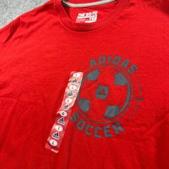 Adidas Soccer Performance Tee Mens Large Red Graphic Climalite T-Shirt
