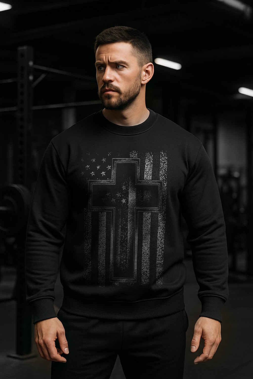 Christian Cross American Flag Sweatshirt | Faith & Patriotic Crewneck gallery
