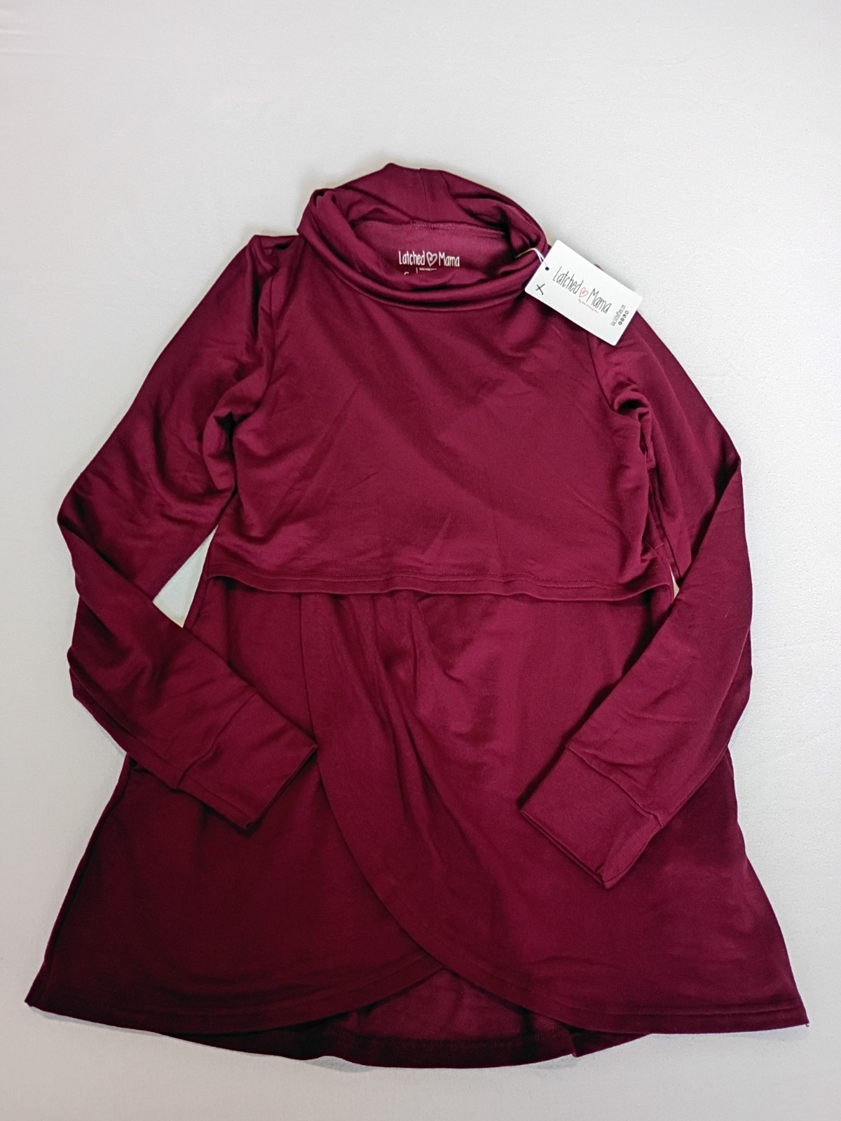 Latched Mama Petal Front Nursing Pullover NWT Burgandy Size S (1 Sm Mark)