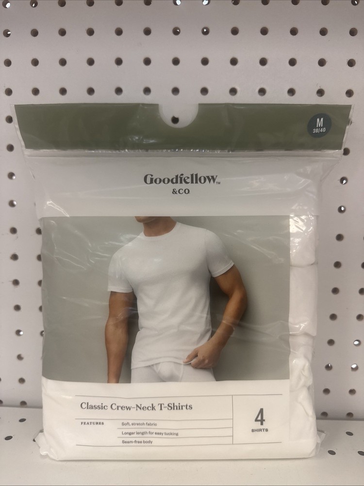 Good Fellow White Classic Basic Crew Neck Short Sleeve T Shirts Mens Size Medium