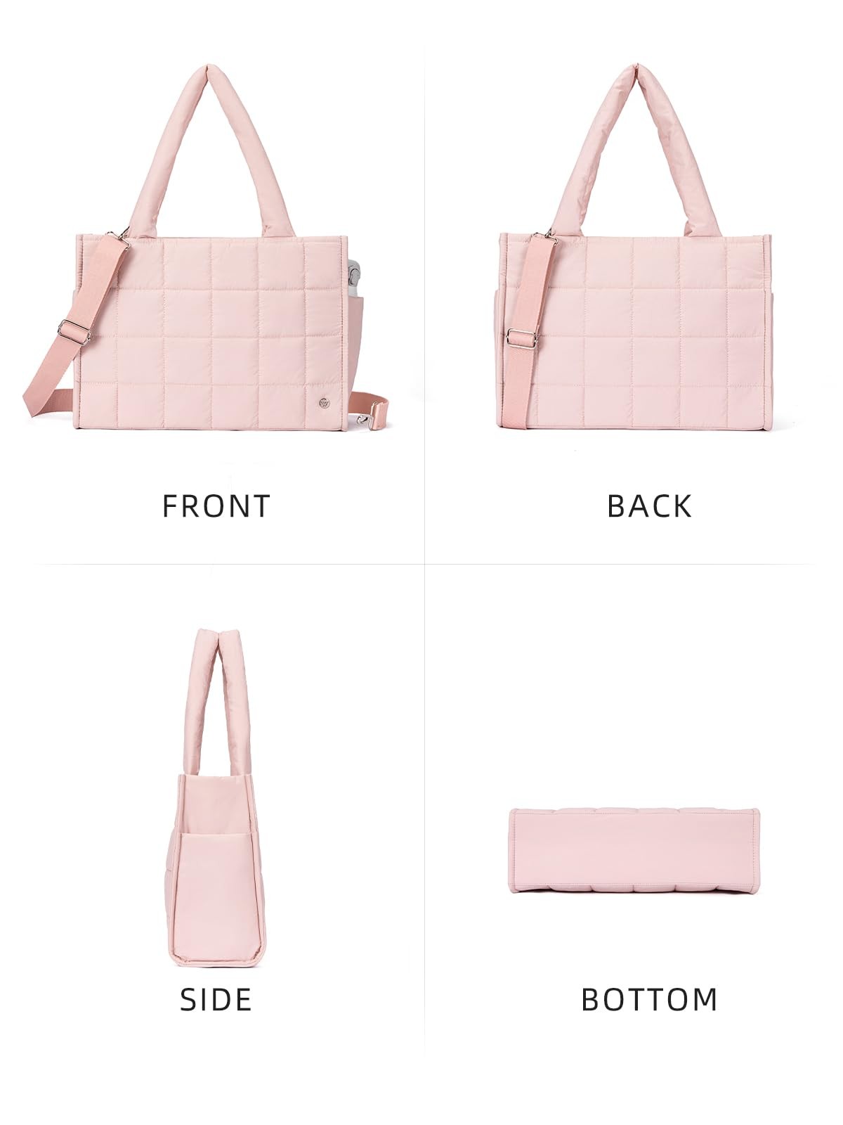 Quilted Puffer Tote Bag for Women, Lightweight Crossbody with Laptop Compartment gallery