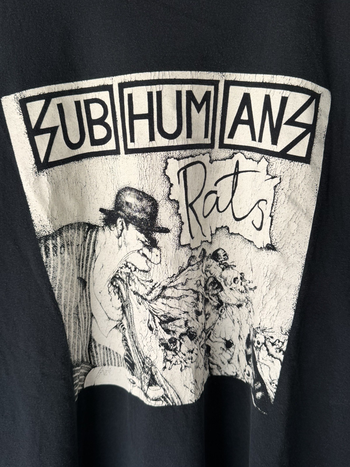 VTG Subhumans Punk Rock Band Concert Promo Faded Worn Black T-Shirt Size XXXL gallery